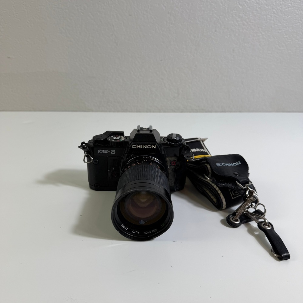 Chinon CE-5 35mm SLR Film Camera with Seikanon 28-80mm f3.5-4.5 Lens Untested